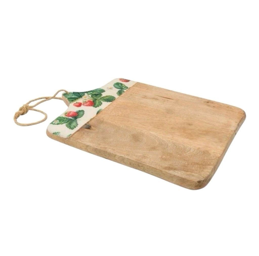 Mango Wood Paddle Board, Cutting Board, Strawberry Design, Gift,Kitchen, Serving