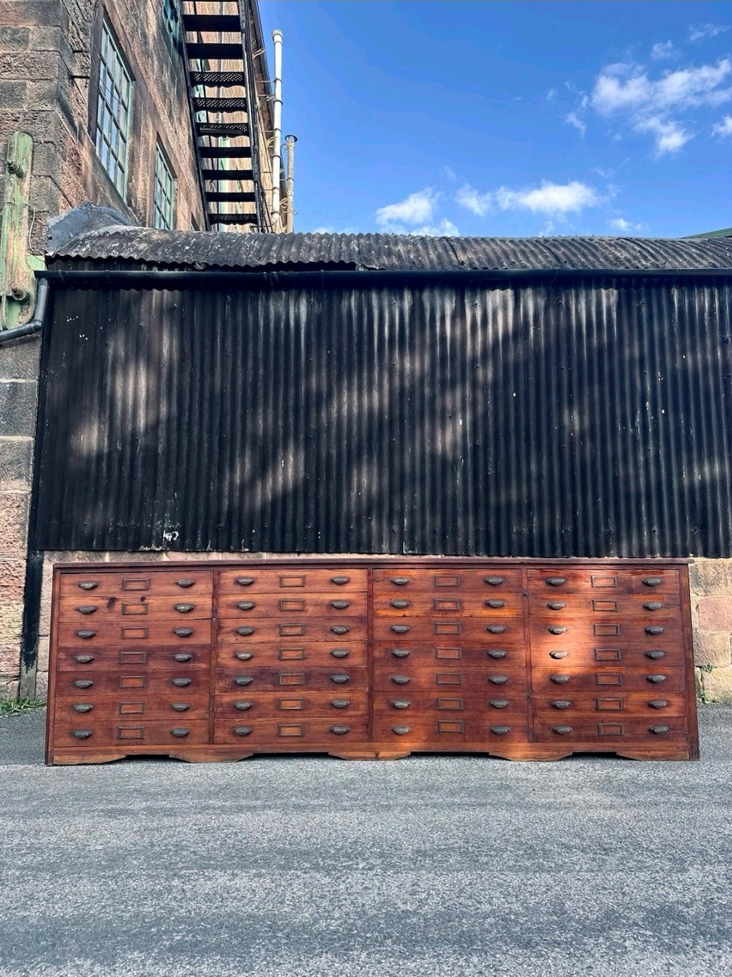 1920s Fiat Factory Bank Of Workshop Drawers. Kitchen Island, Garage,Shop Counter