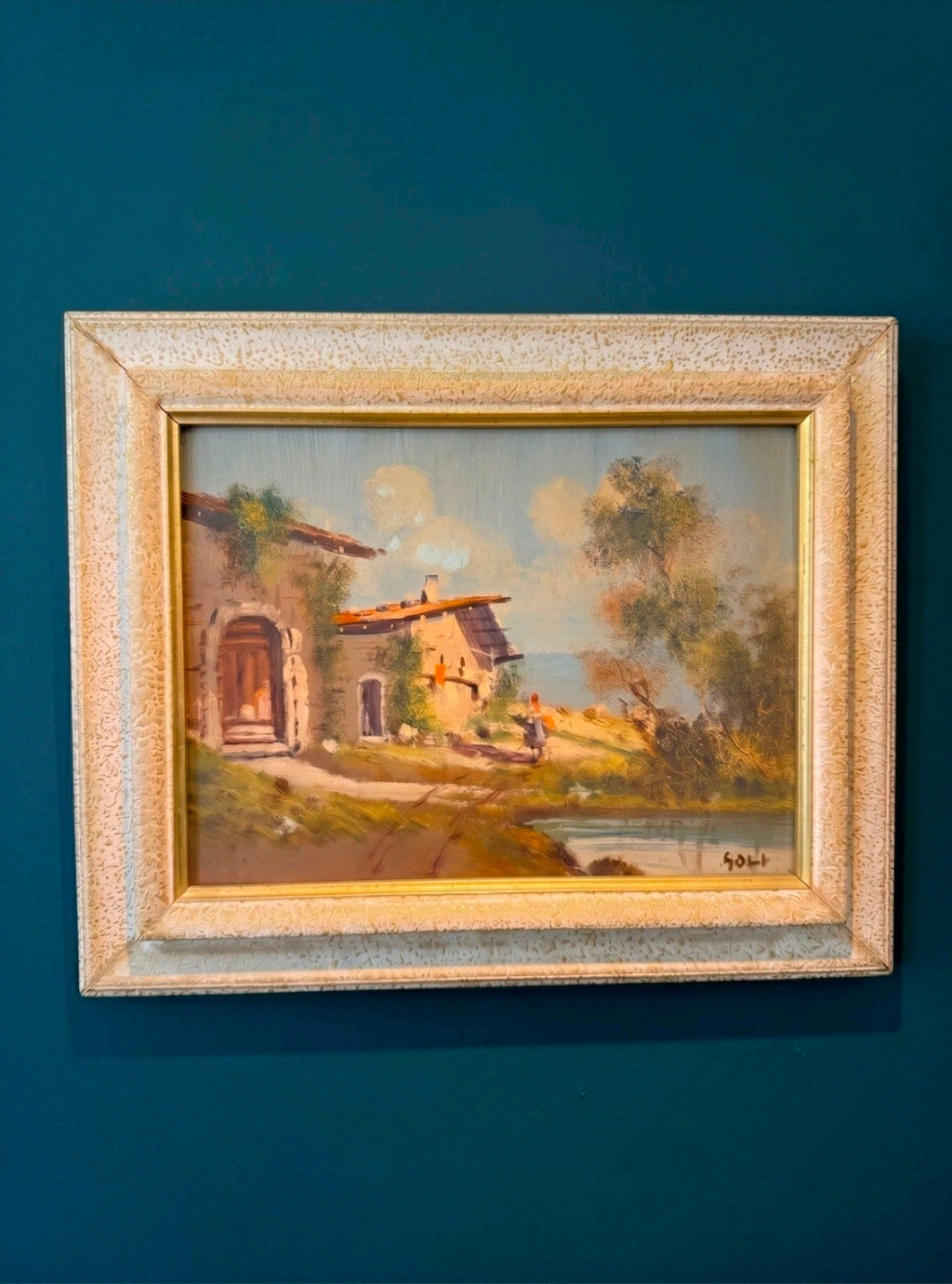 Vintage Oil Painting Of Italian Countryside Scene. Framed, Signed, Original