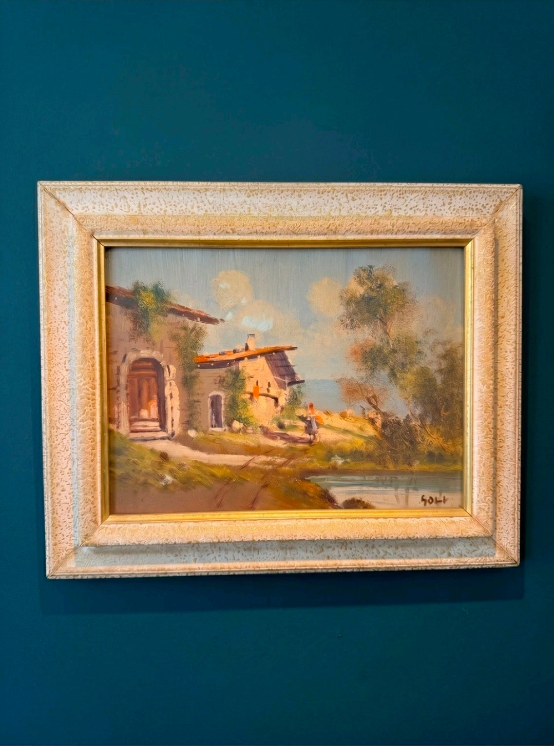 Vintage Oil Painting Of Italian Countryside Scene. Framed, Signed, Original