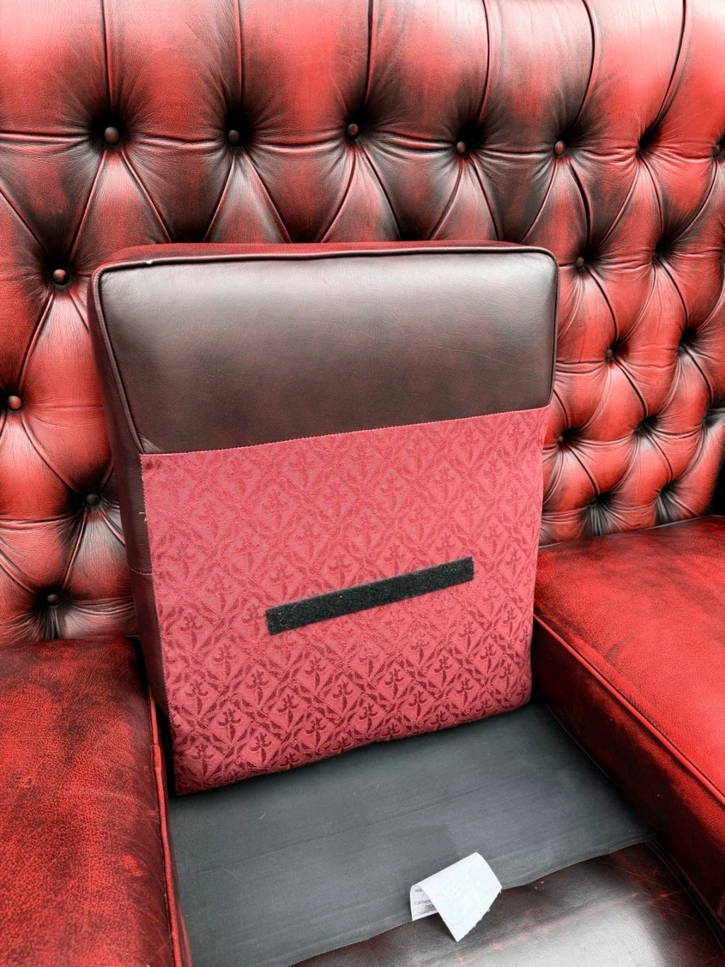 Vintage Oxblood Leather Chesterfield 3 seater Wingback Sofa.