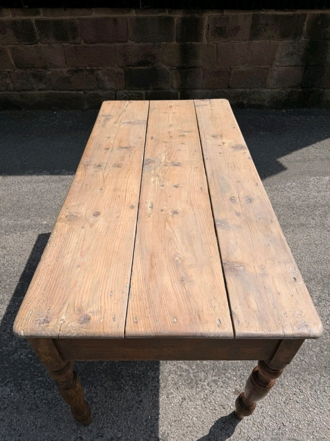 Antique Pine Farmhouse Dining Table c1890. Italian, Country, Cottage, Rustic.