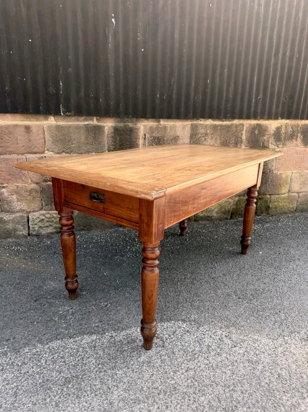 Solid Walnut Italian Farmhouse Kitchen Table C1870, Dough Table, Country, Prep