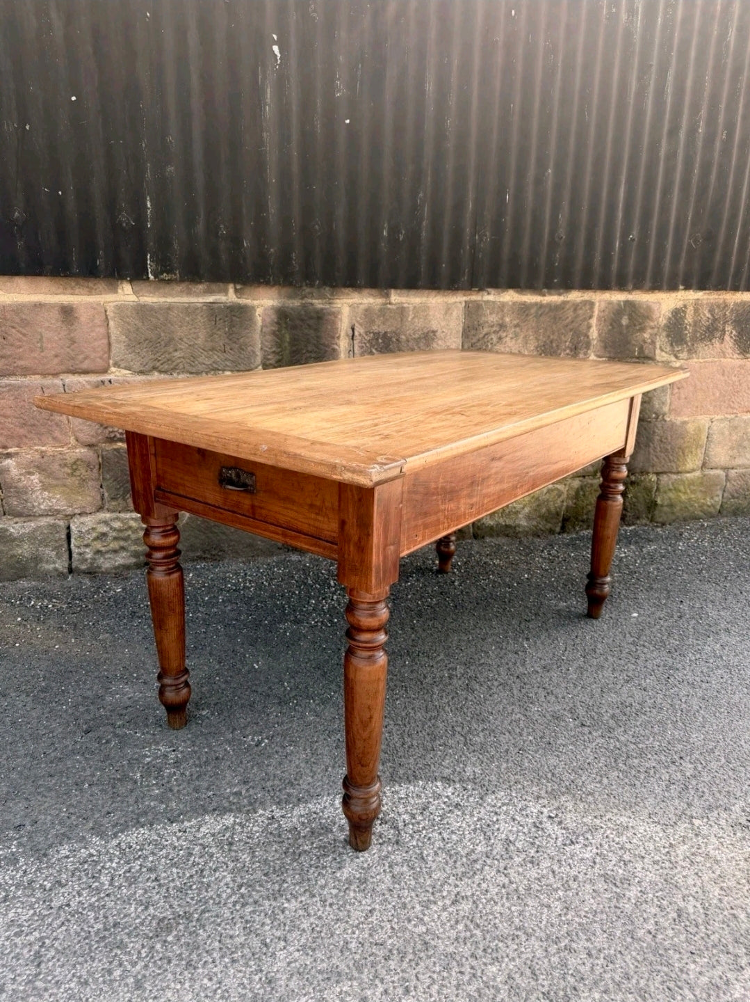 Solid Walnut Italian Farmhouse Kitchen Table C1870, Dough Table, Country, Prep