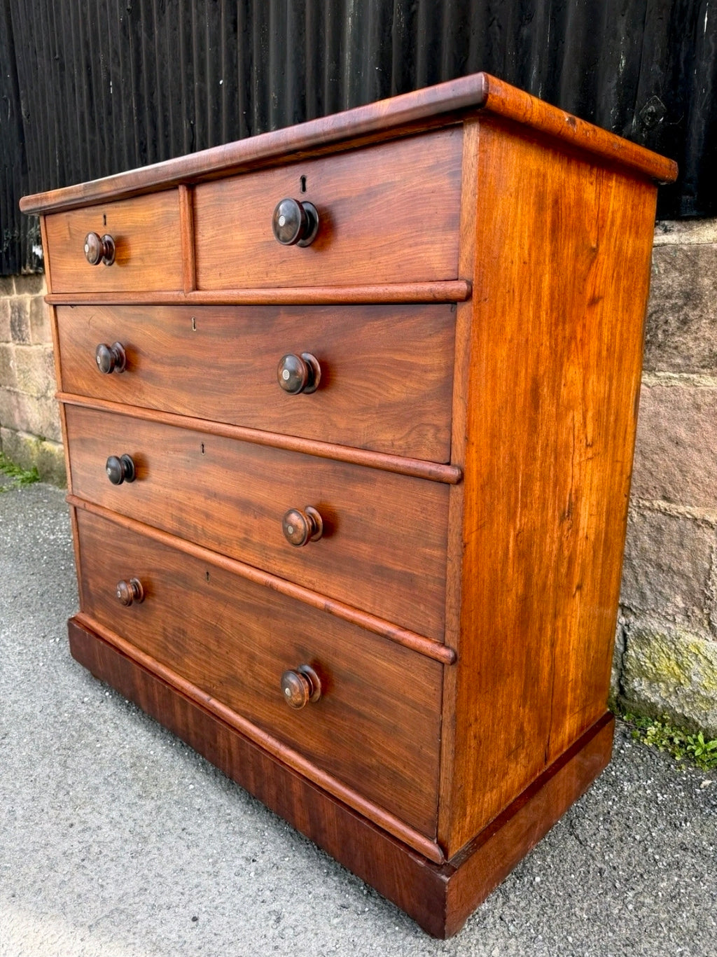 Antique Mahogany Chest Of Drawers, Victorian Original, 5 Drawers, Bedroom