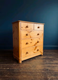 Antique Victorian Pine Chest Of Drawers, Original, 2 Over 3 Drawers, Lockable