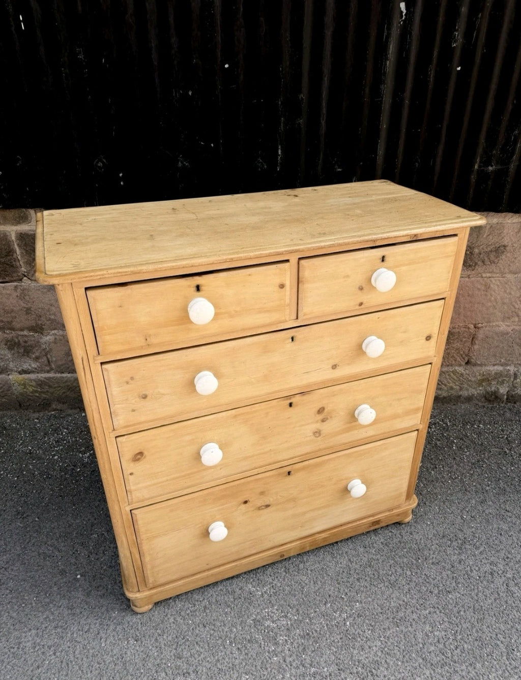 Large Antique Victorian Waxed Pine Chest Of Drawers, Country Farmhouse, Bedroom.