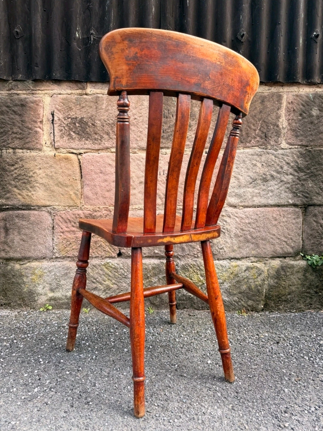 6 Matching Antique Victorian Windsor Lathback Kitchen Dining Chairs. Elm & Beech