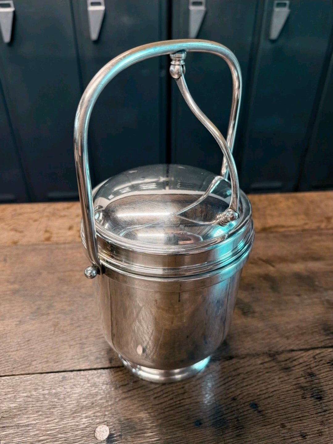 Vintage 1960s Chrome Ice Bucket. Italian, Wine cooler, Portable. MCM, Original