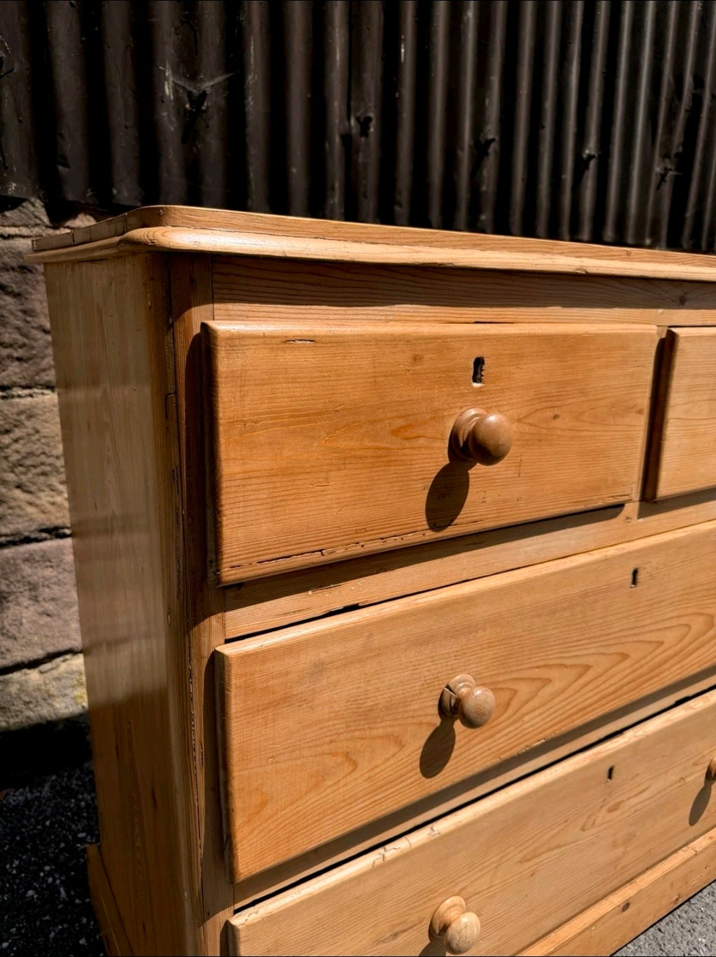 Victorian Stripped Pine Chest Of Drawers 2 Over 2 - Antique Country Farmhouse