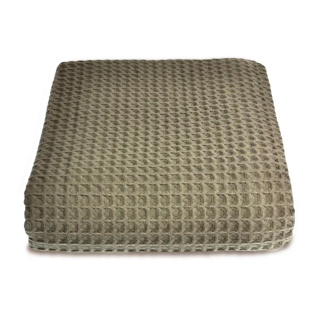 Hotel Waffle Throw Blanket - 100% Cotton Bedspread (Khaki)