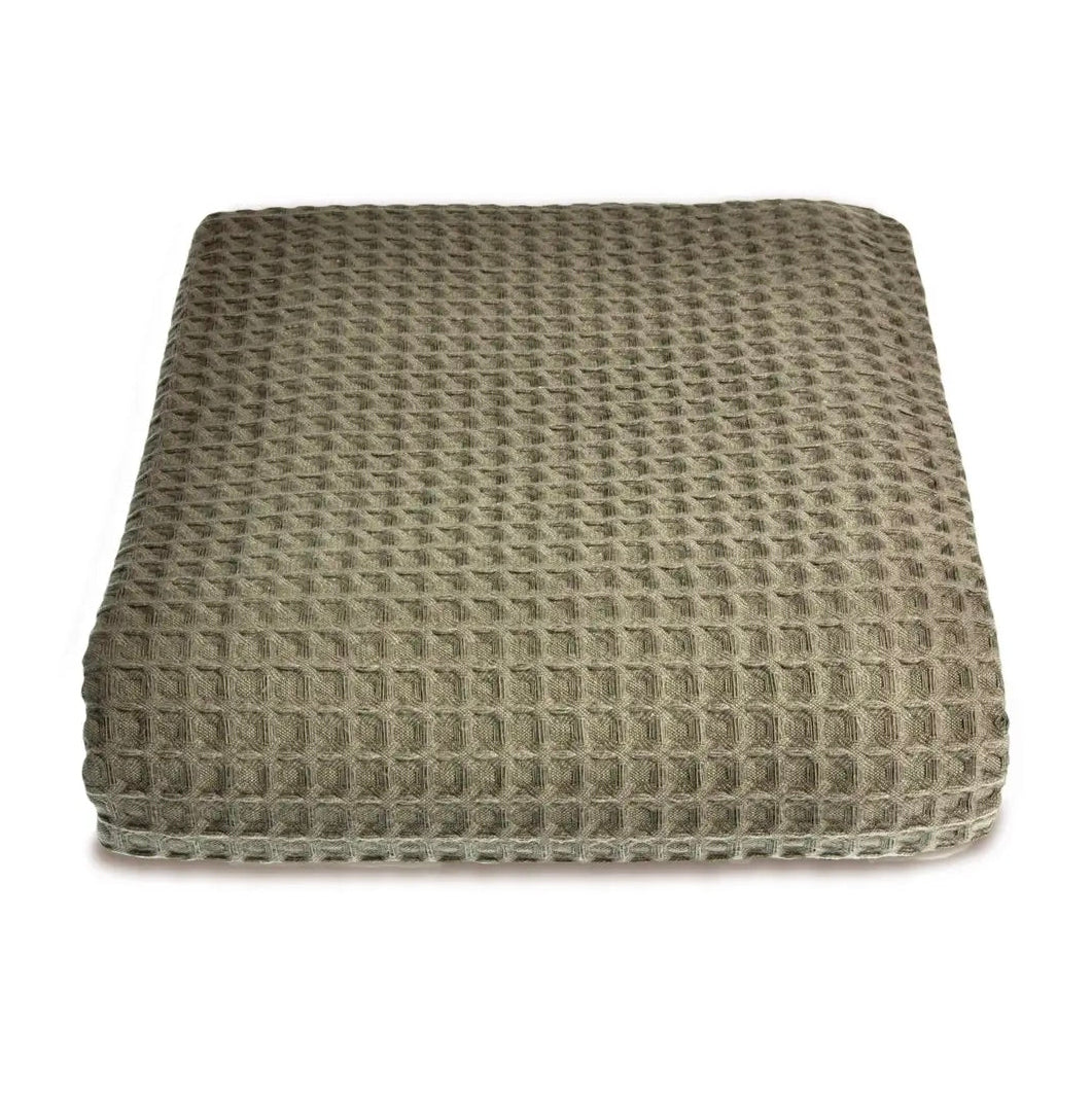 Hotel Waffle Throw Blanket - 100% Cotton Bedspread (Khaki)