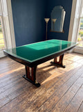 1940s Italian Designer Desk Attributed To Guglielmo Ulrich. Walnut, Glass, Green