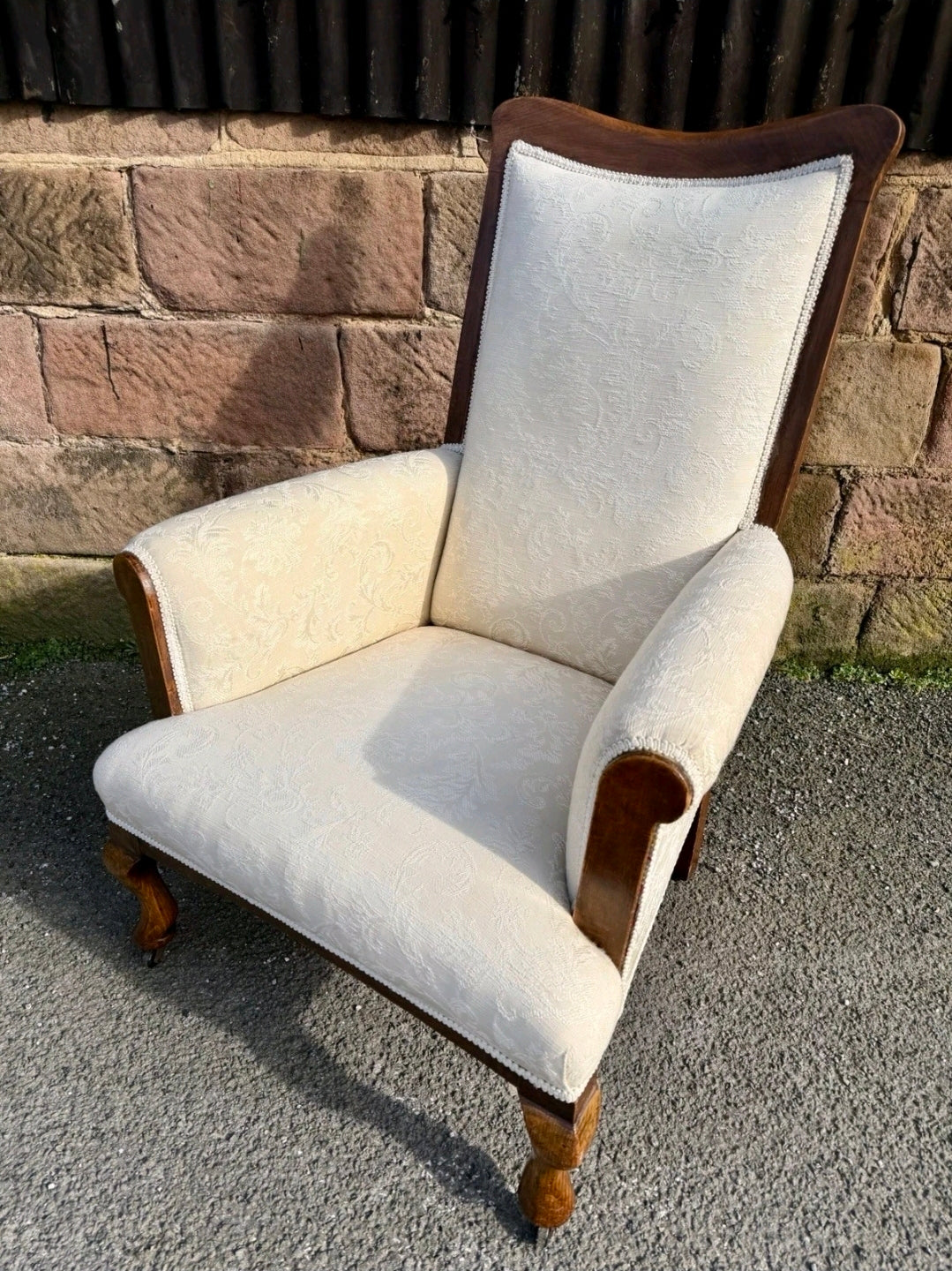 Victorian mahogany fireside armchair - Antique, library reading chair. C1880