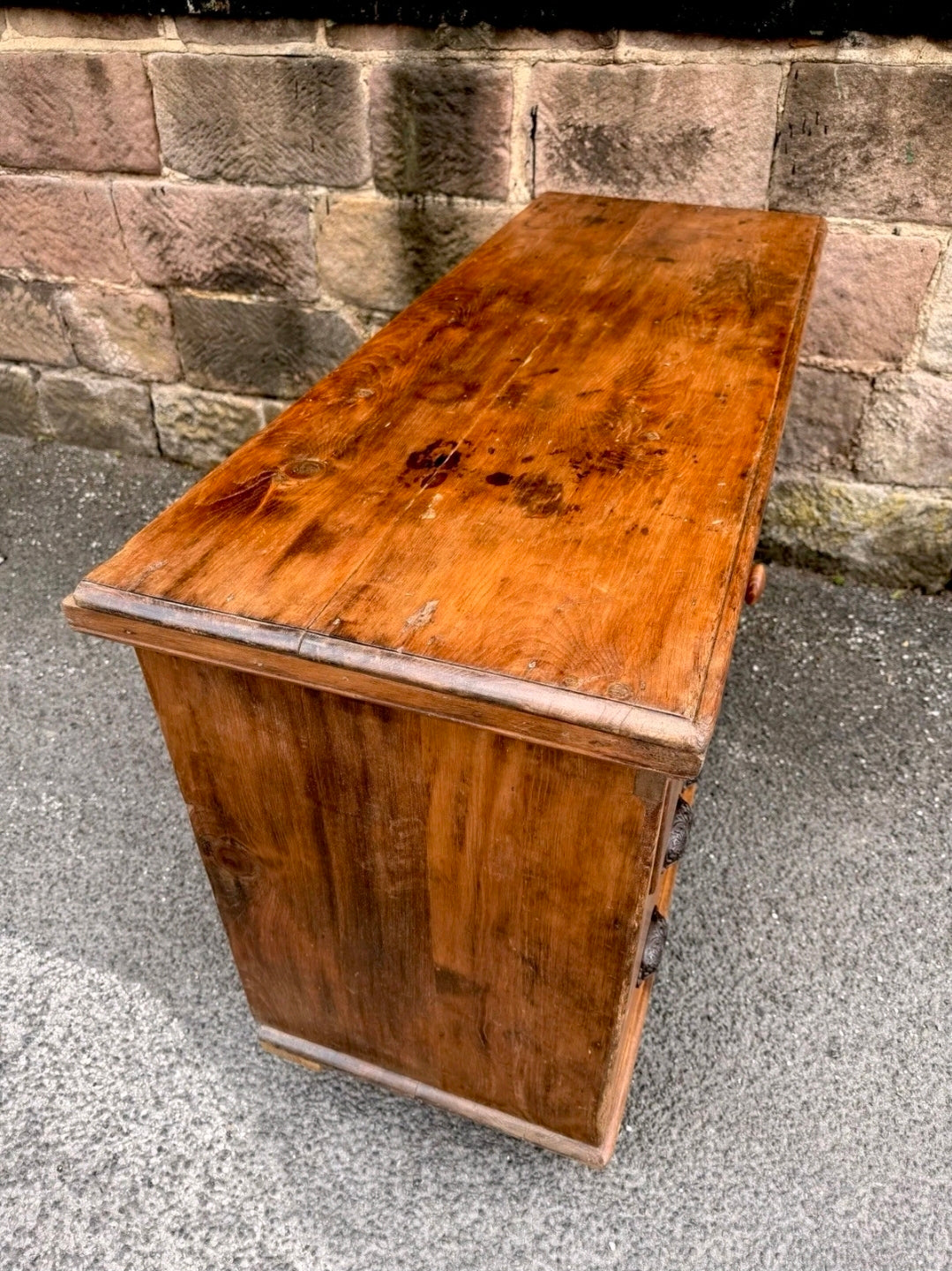 Victorian Antique Pine Dresser Base/Sideboard. Three Drawers, Country, Cottage.