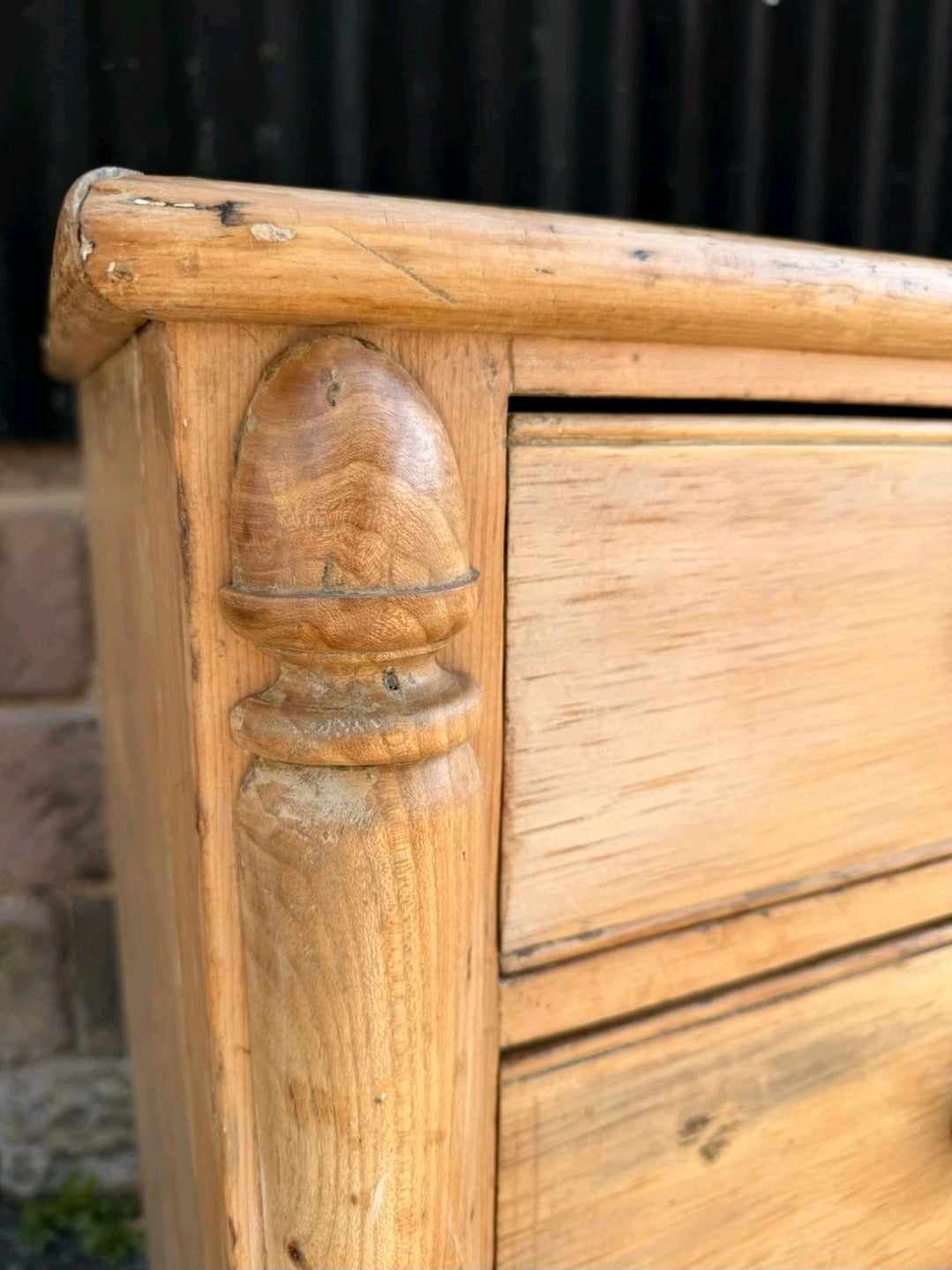 Antique Victorian Rustic Waxed Pine Chest Of Drawers, Country Cottage, Bedroom.