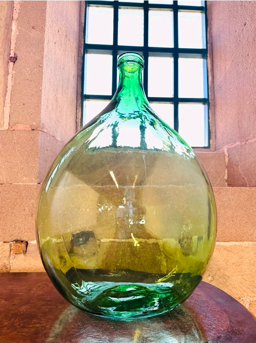 Large Vintage Italian Green Demijohn 54ltr. Home Decor, Flowers, Display