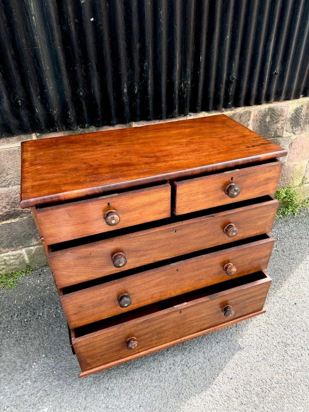 Antique Mahogany Chest Of Drawers, Victorian Original, 5 Drawers, Bedroom