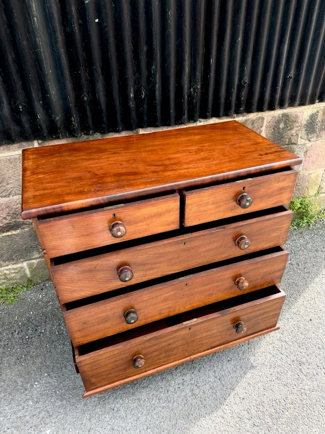 Antique Mahogany Chest Of Drawers, Victorian Original, 5 Drawers, Bedroom