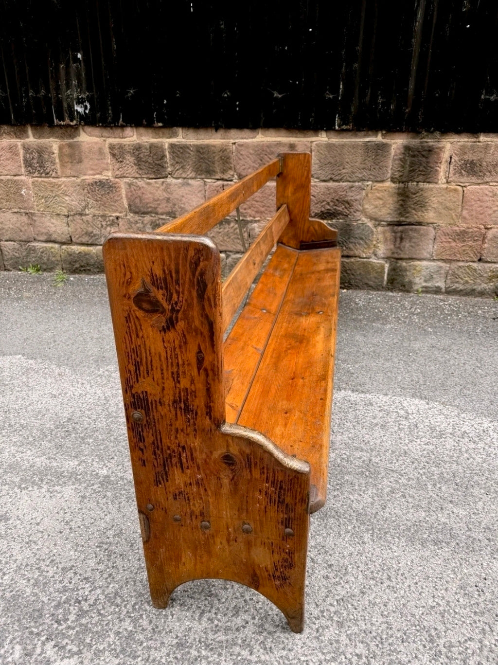 Rare Victorian Pitch Pine Sunday School Church Pew, Bench, Boot Room, Hallway