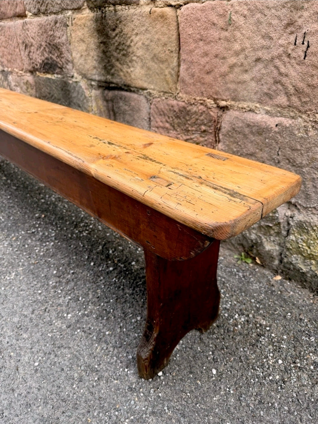 Antique Victorian Rustic Pine Bench, Church Bench, Dining Bench, Hallway