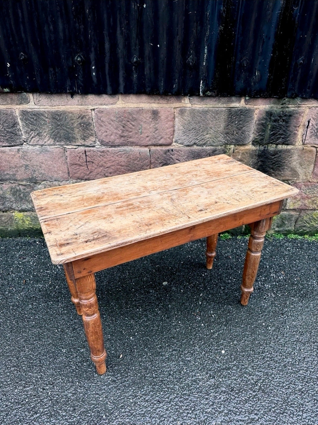 Vintage Farmhouse Pine Side Table. Country, Kitchen, Prep, Rustic,