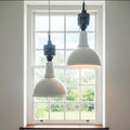 Original 1950s Industrial Benjamin Enamel Pendant Light, Kitchen, Feature, White