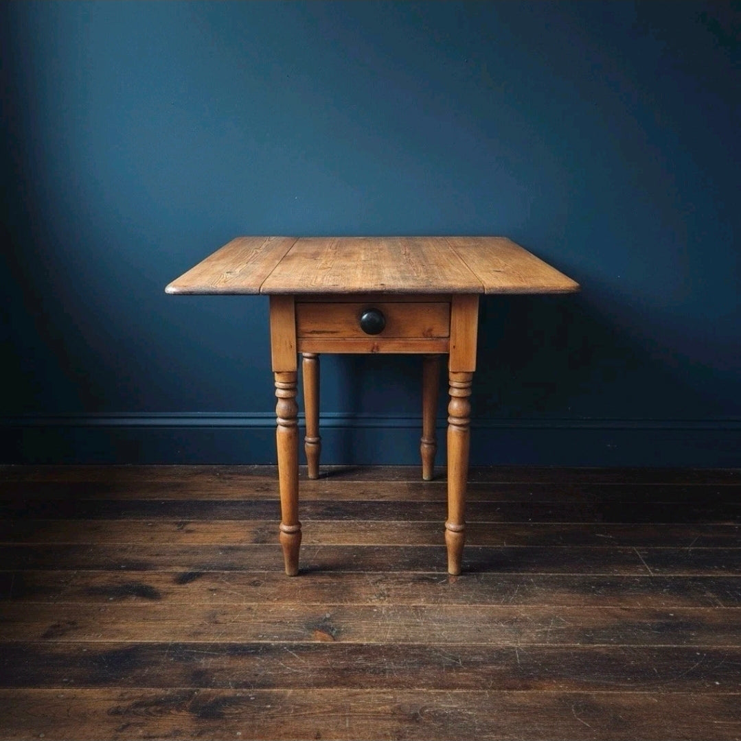 Victorian Pembroke Drop Leaf Pine Farmhouse Table, Country Cottage, Kitchen