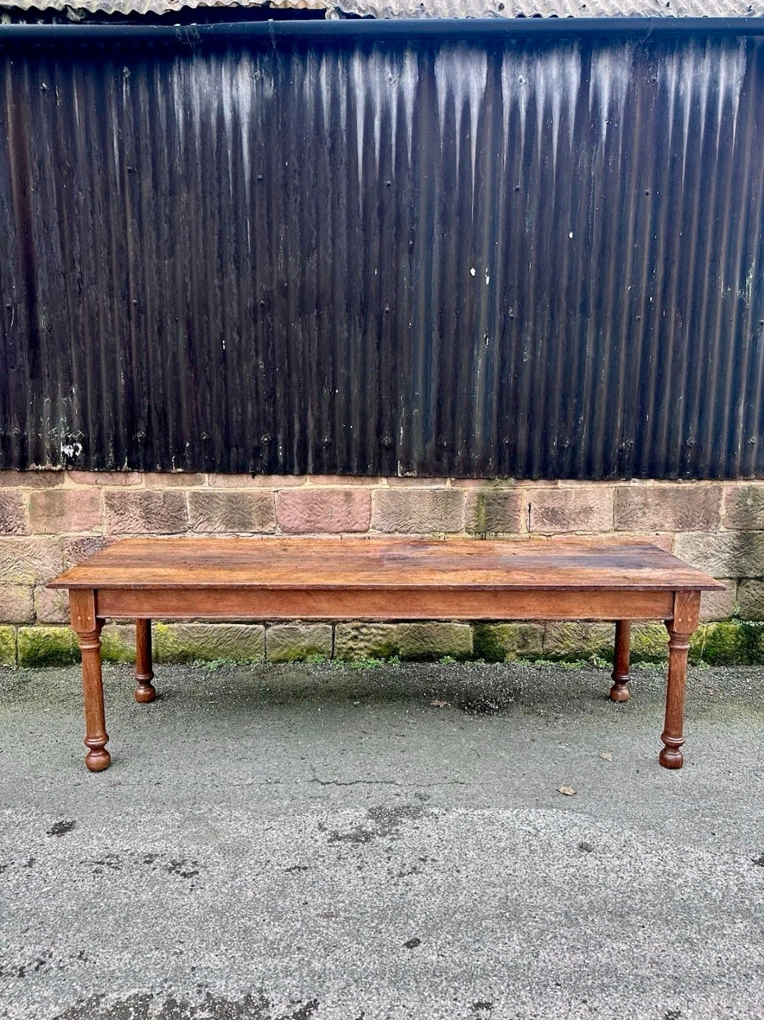 Large Oak Refectory Farmhouse Table. 19th Century, Rustic. 10 Seater. 8ft