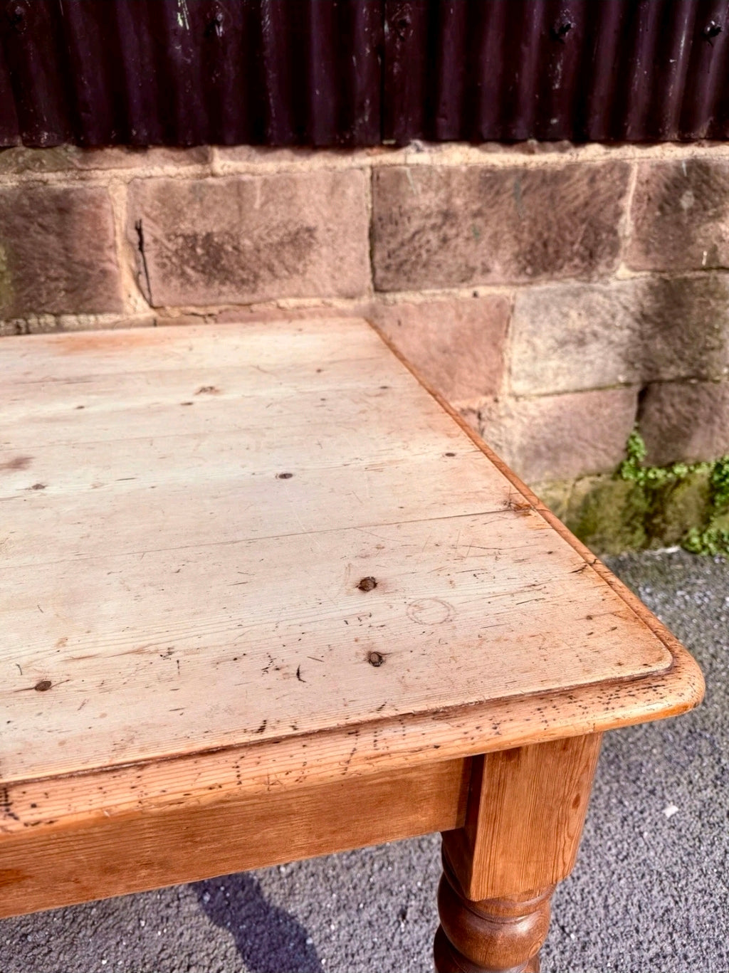 Victorian Farmhouse Scrub Top Pine Dining Table C1880. Country, Kitchen, Rustic