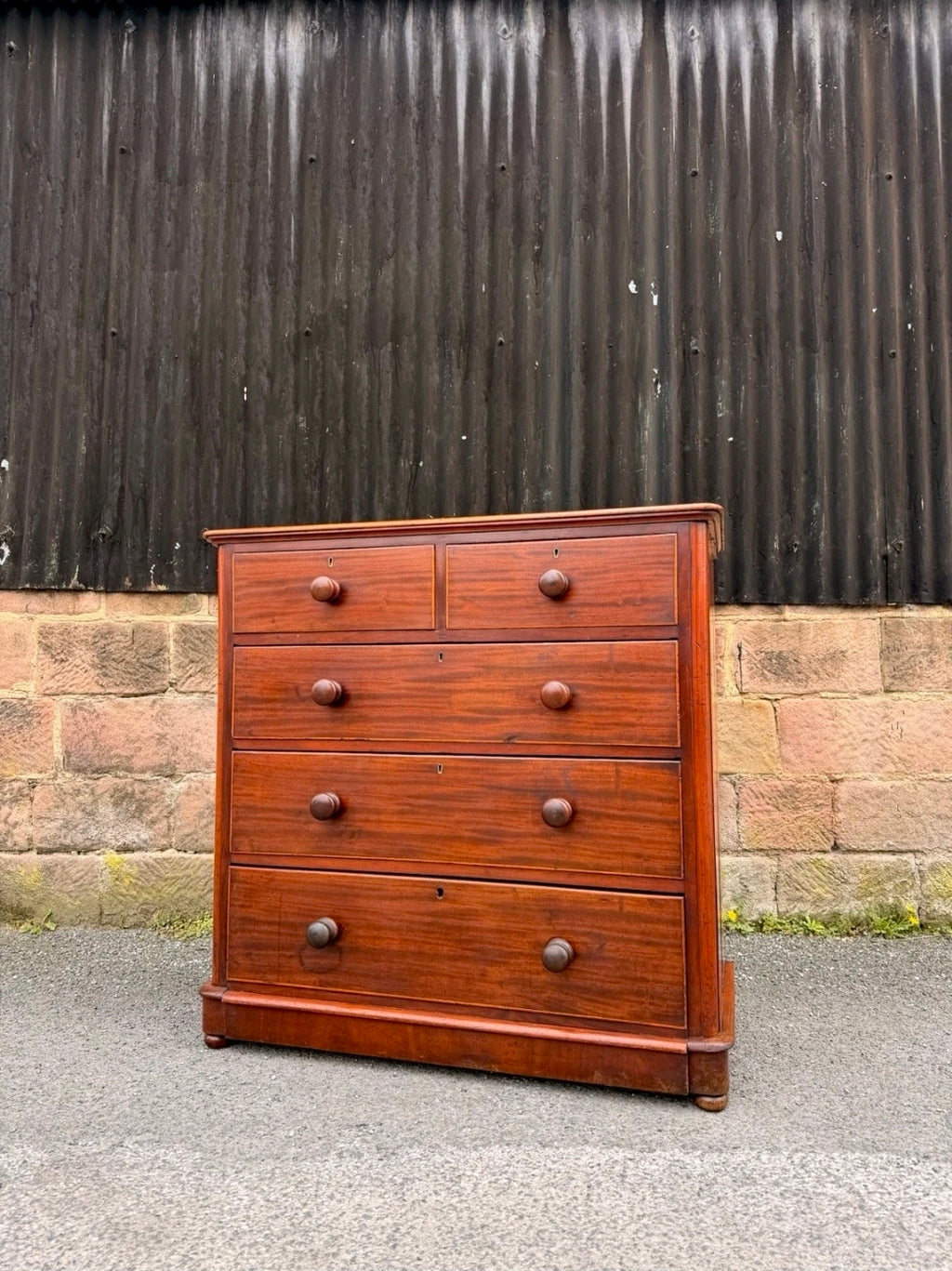 Antique Mahogany Chest Of Drawers, Victorian Original, 5 Drawers, Bedroom