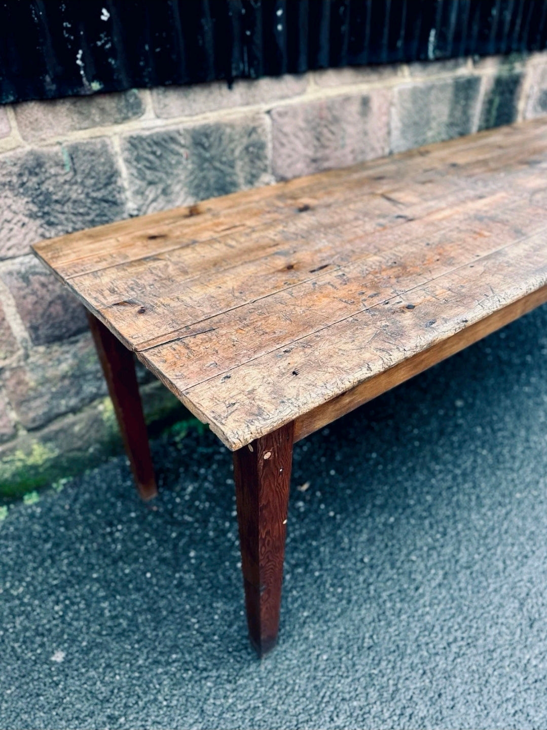 Extra Large Victorian Farmhouse Scrub Top Pine Estate Made Kitchen Table C1880.