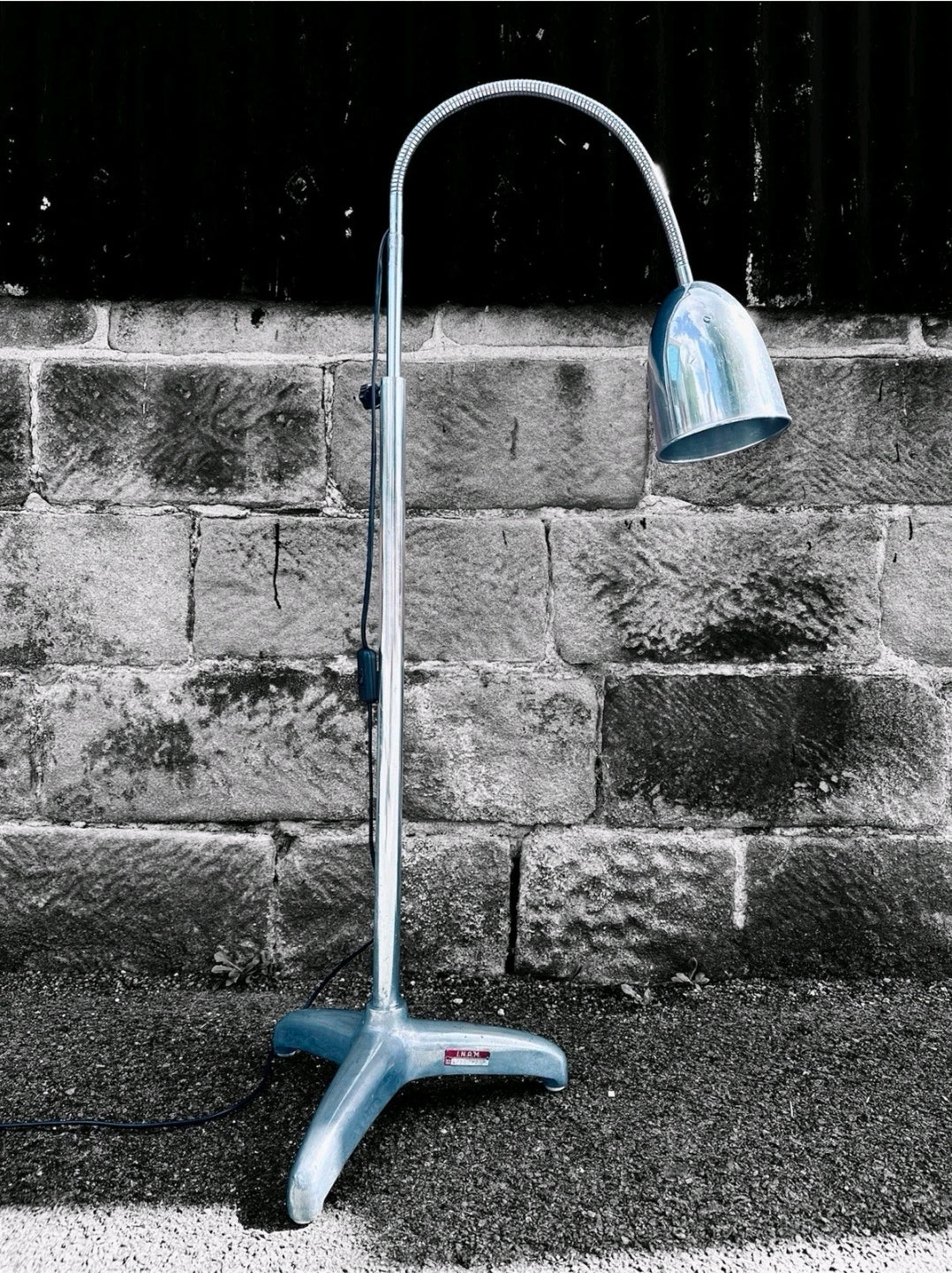 Vintage Medical 1960s Stainless Steel Adjustable Lamp. Italian INAM, Original