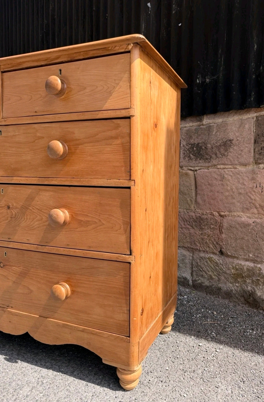 Large Antique Victorian Waxed Pine Chest Of Drawers, Country Cottage, Bedroom.