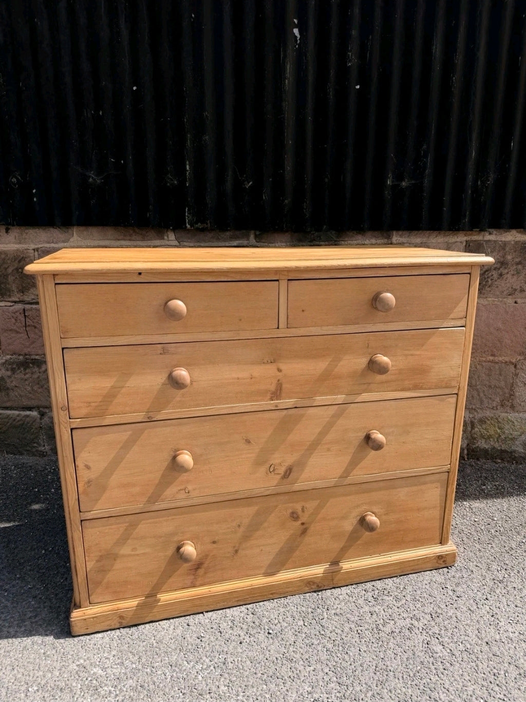 Large Antique Victorian Waxed Pine Chest Of Drawers, Country Farmhouse, Bedroom.