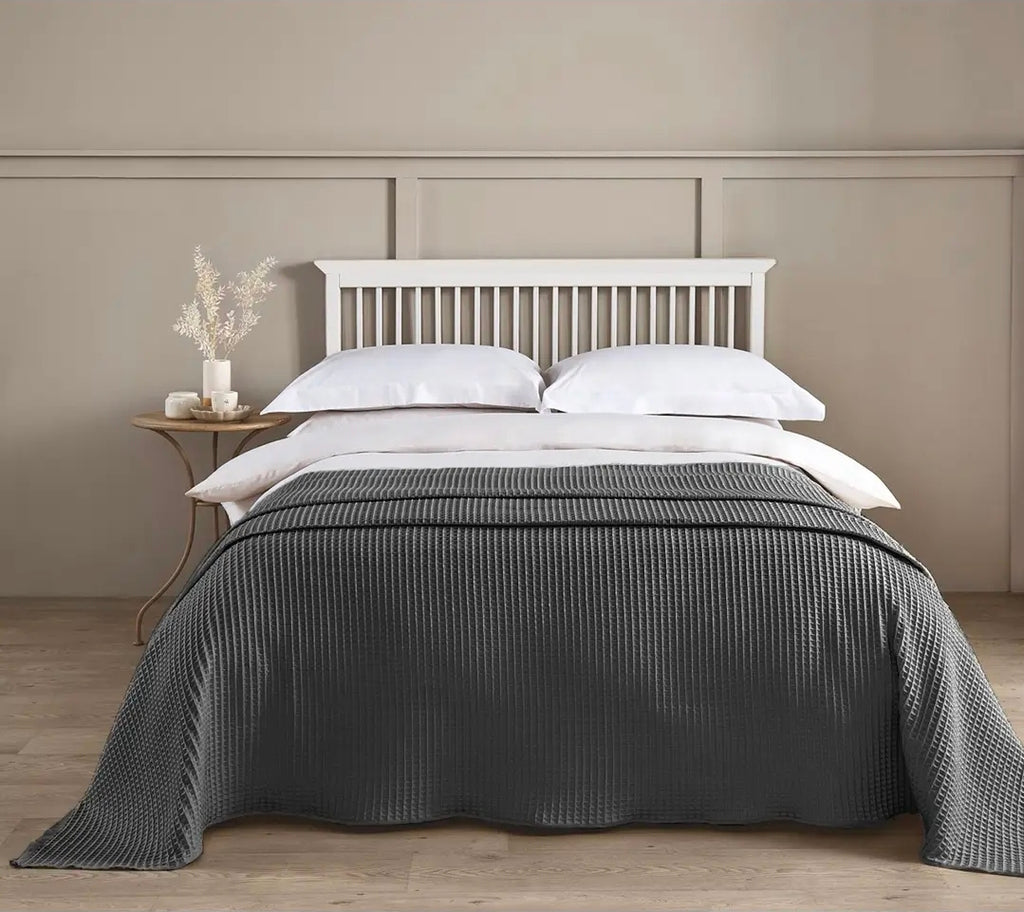 Hotel Waffle Throw Blanket - 100% Cotton (Graphite)
