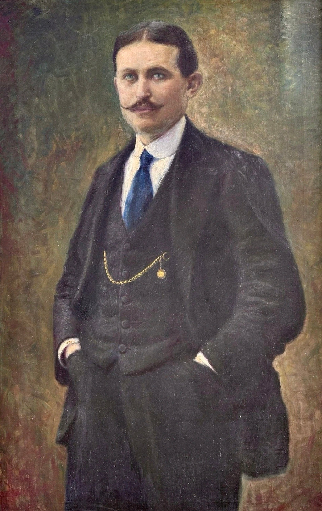 Original Oil Painting Of Gentleman In Gilt Wood Frame. c1910