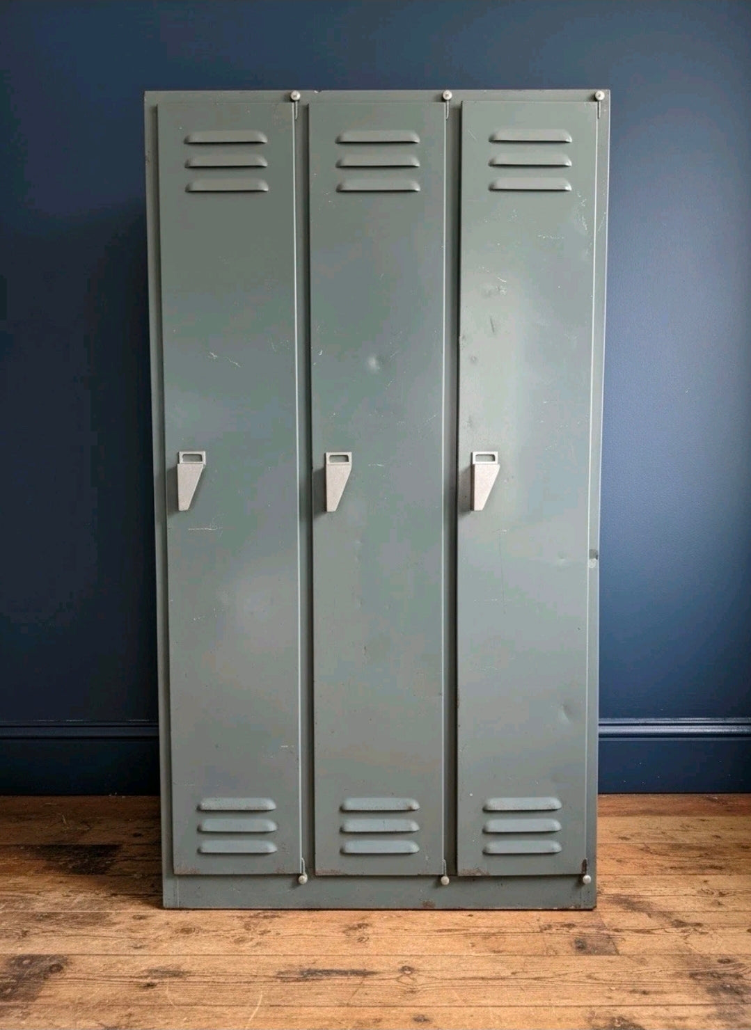 Vintage 1950s Italian Steel Lockers,3 Door,Hallway,Industrial,Storage,Original