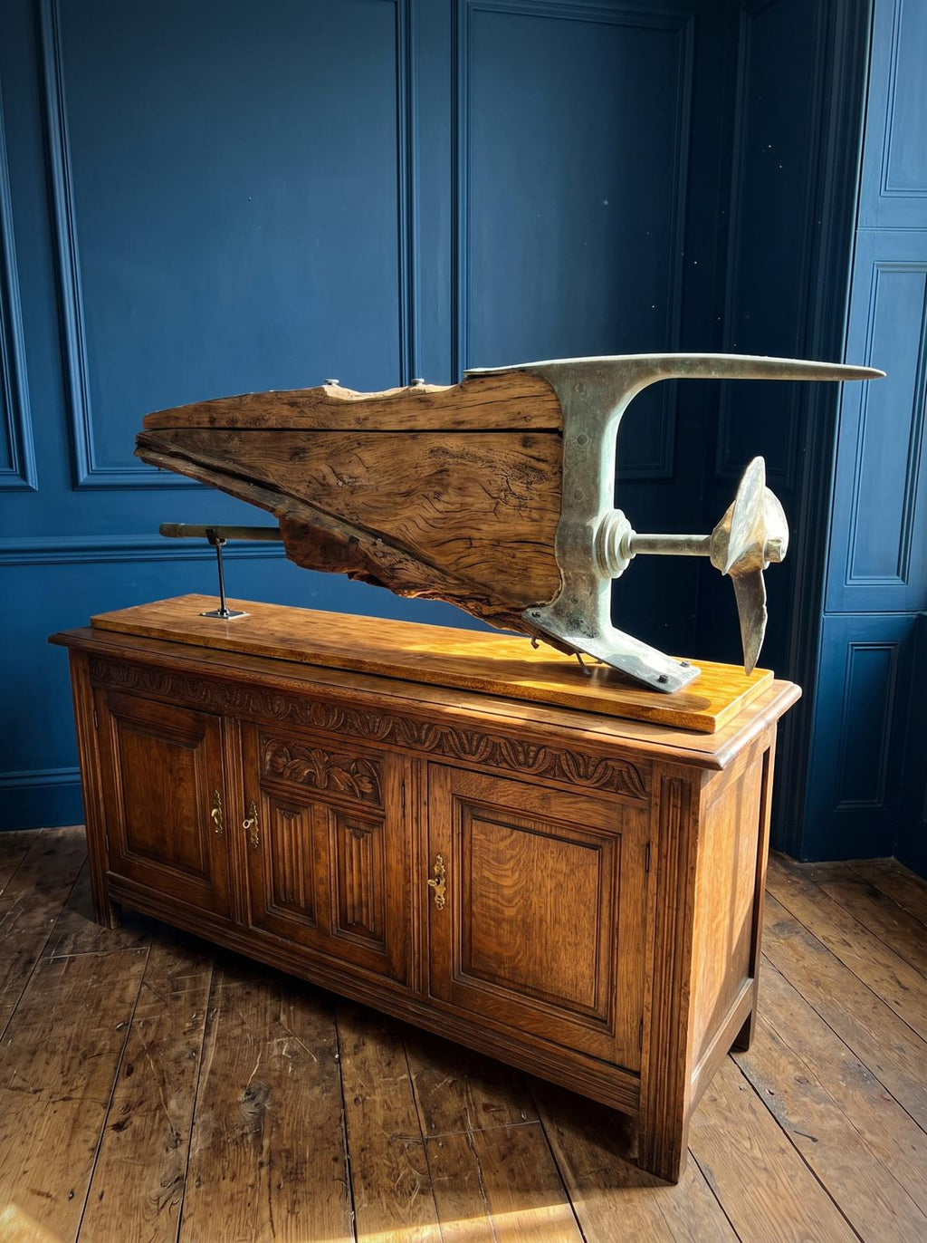 Antique Boat Propeller & Keel on Display Base and Stand. Table Decoration. 1915