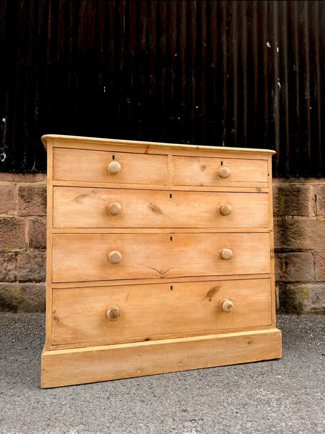 Victorian Stripped Pine Chest Of Drawers 2 Over 3, Country Farmhouse, Antique