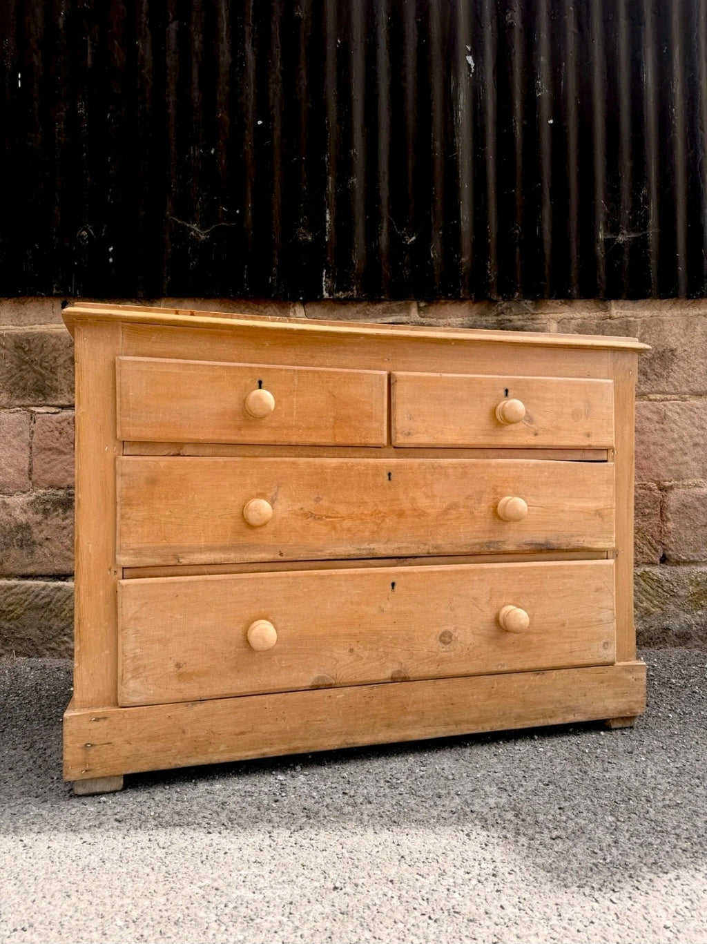 Rustic Antique Victorian Waxed Pine Chest Of Drawers, Country Cottage, Bedroom.