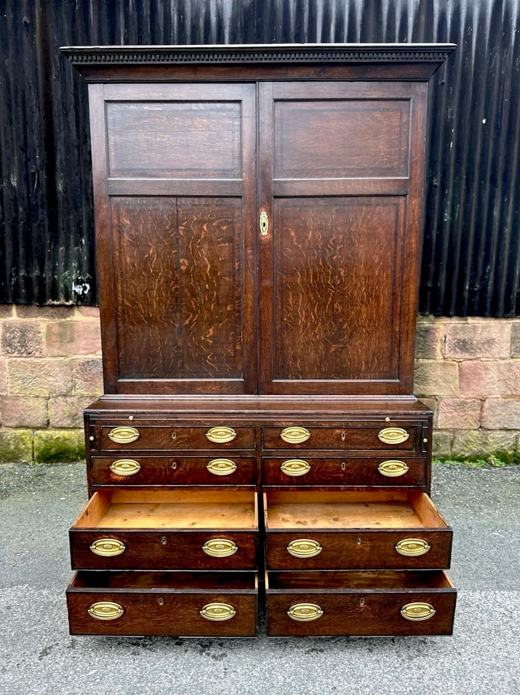Antique George III Estate Office Cabinet. Oak, c1810, Country House, Storage