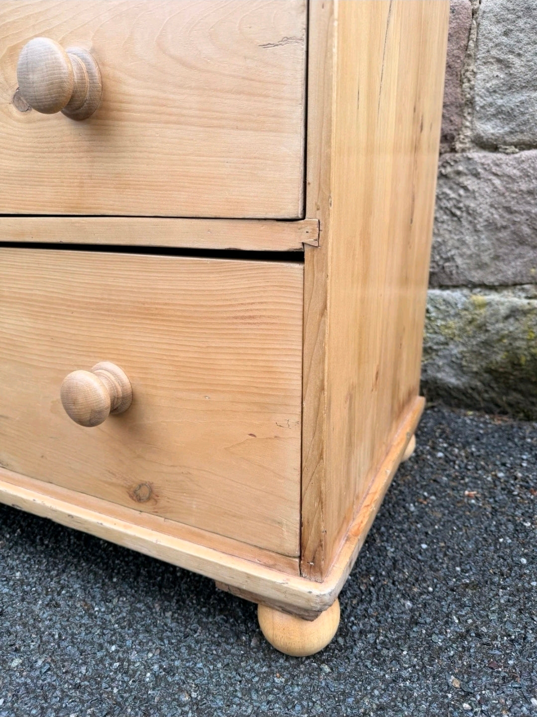 Victorian Stripped Pine Chest Of Drawers 2 Over 2 - Antique Country Farmhouse