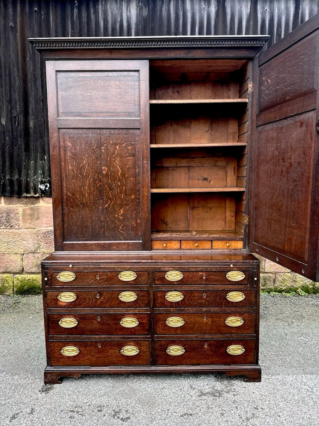 Antique George III Estate Office Cabinet. Oak, c1810, Country House, Storage