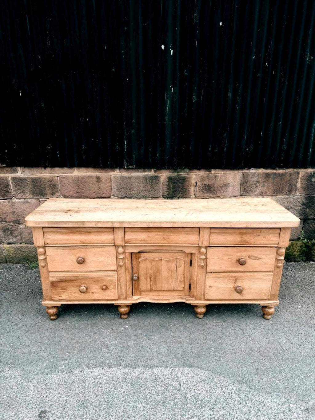 Victorian Lancashire Sideboard c1870, Antique Pine, Sycamore Top, Dresser