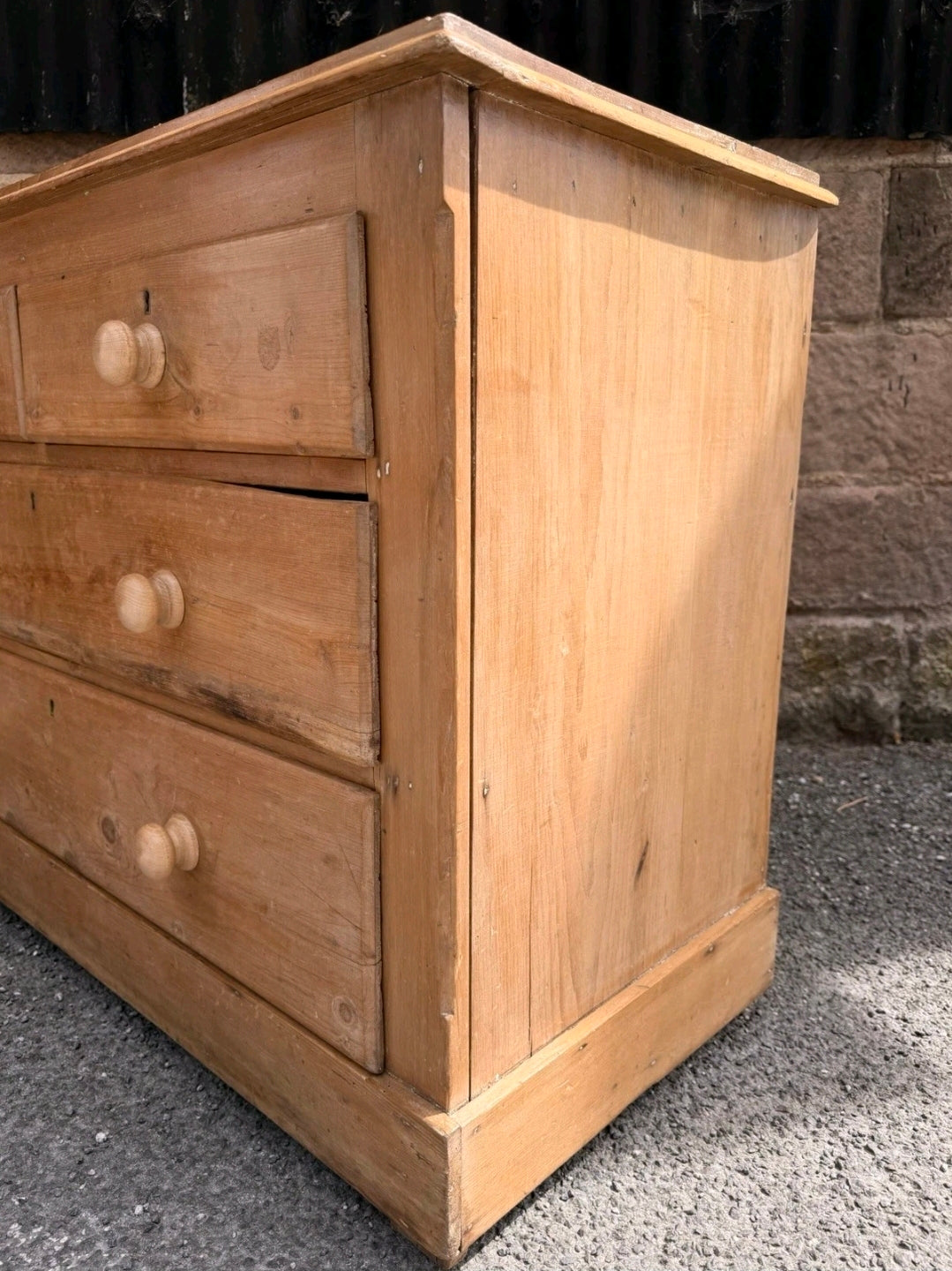 Rustic Antique Victorian Waxed Pine Chest Of Drawers, Country Cottage, Bedroom.