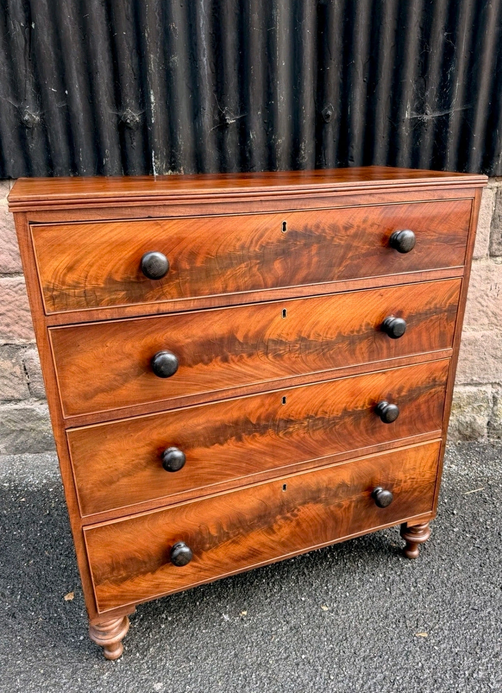 Antique Flame Mahogany Chest Of Drawers C1880, Victorian, Storage, Bedroom