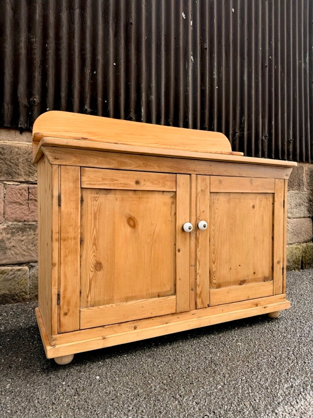 Victorian Antique Pine Chiffonier Side Board, Cupboard Console, Kitchen