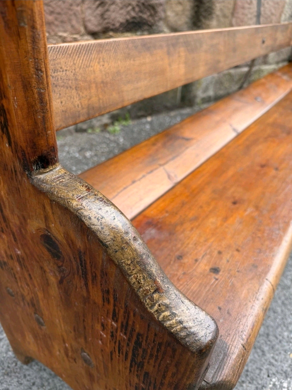 Rare Victorian Pitch Pine Sunday School Church Pew, Bench, Boot Room, Hallway