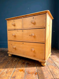 Victorian Stripped Pine Chest Of Drawers 2 Over 2 - Antique Country Farmhouse